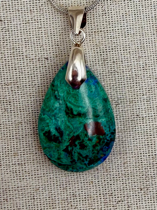 Verdant Spirit – Chrysocolla & Malachite Stone Pendant