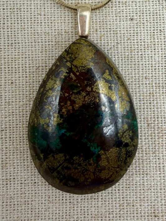 Earth Alchemy Stone Pendant – Marcasite, Limonite, Chrysocolla & Hematite
